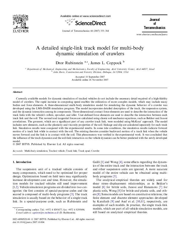 (PDF) A detailed single-link track model for multi-body dynamic ...