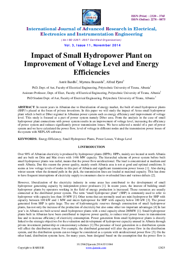 (PDF) Impact of Small Hydropower Plant on Improvement of Voltage Level ...