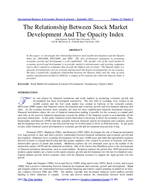 (PDF) The Relationship Between Stock Market Development And The Opacity ...
