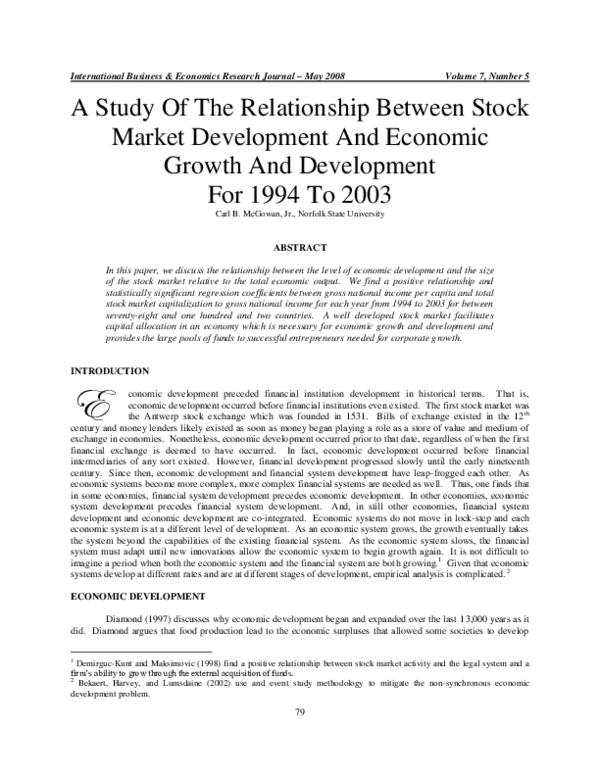 (PDF) A Study Of The Relationship Between Stock Market Development And ...