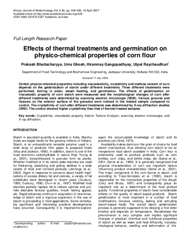 (PDF) Effects of thermal treatments and germination on physico-chemical ...