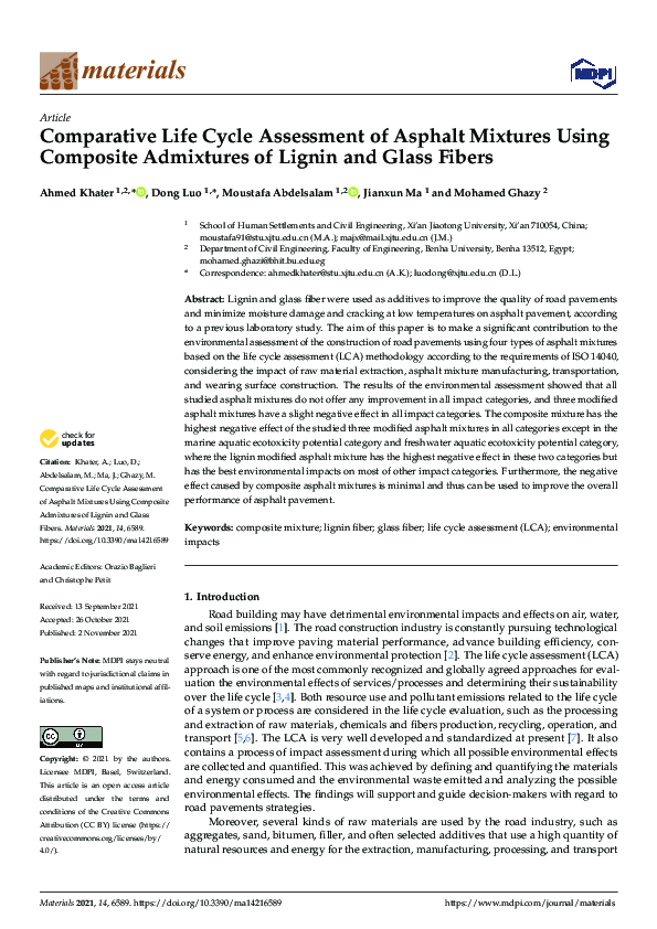 (PDF) Comparative Life Cycle Assessment of Asphalt Mixtures Using ...