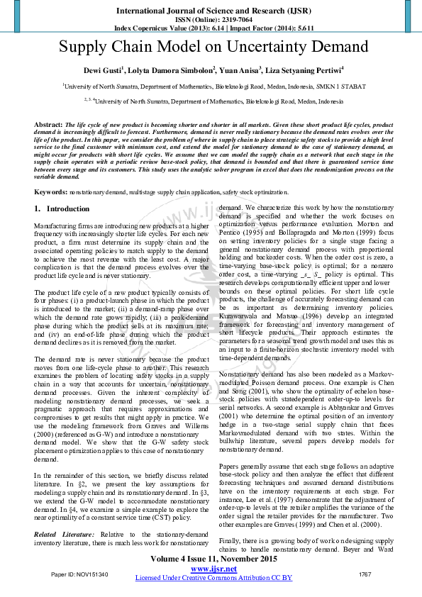 (PDF) Supply Chain Model on Uncertainty Demand