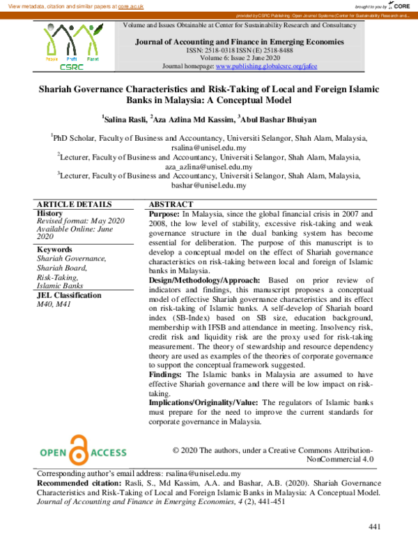 (PDF) Shariah Governance Characteristics and Risk-taking of Local and ...