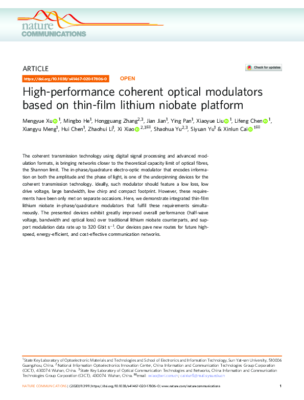 (PDF) High-performance coherent optical modulators based on thin-film ...