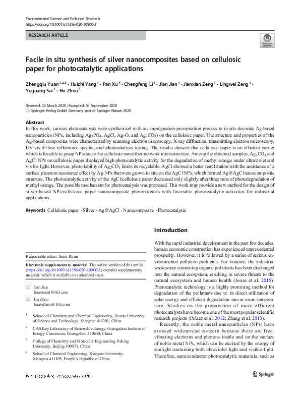 (PDF) Facile in situ synthesis of silver nanocomposites based on ...