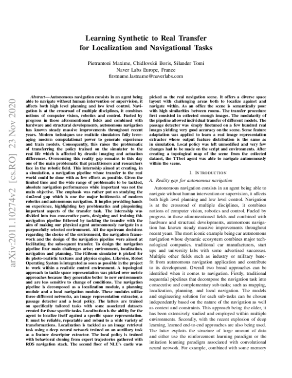 (PDF) Learning Synthetic to Real Transfer for Localization and ...