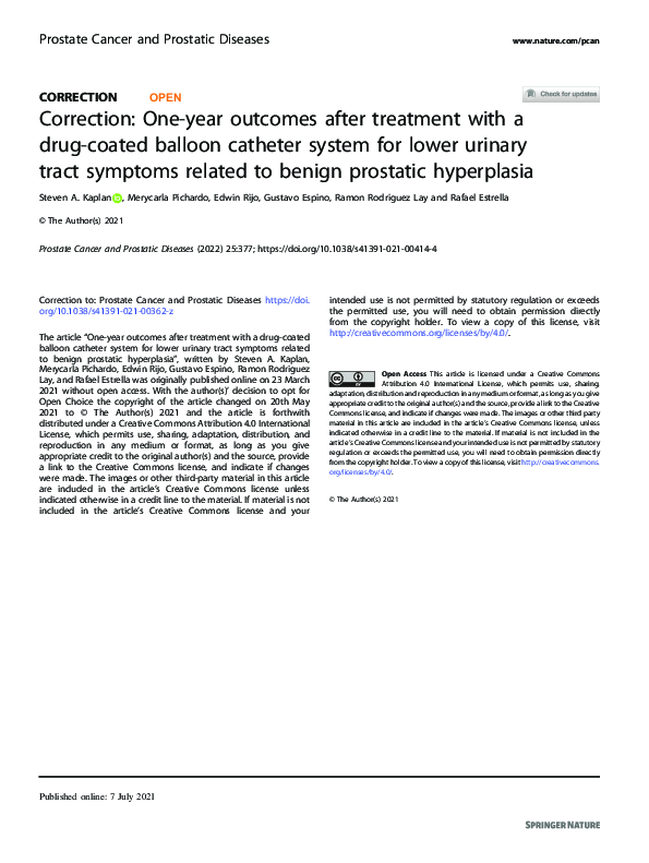(PDF) Correction: One-year outcomes after treatment with a drug-coated ...