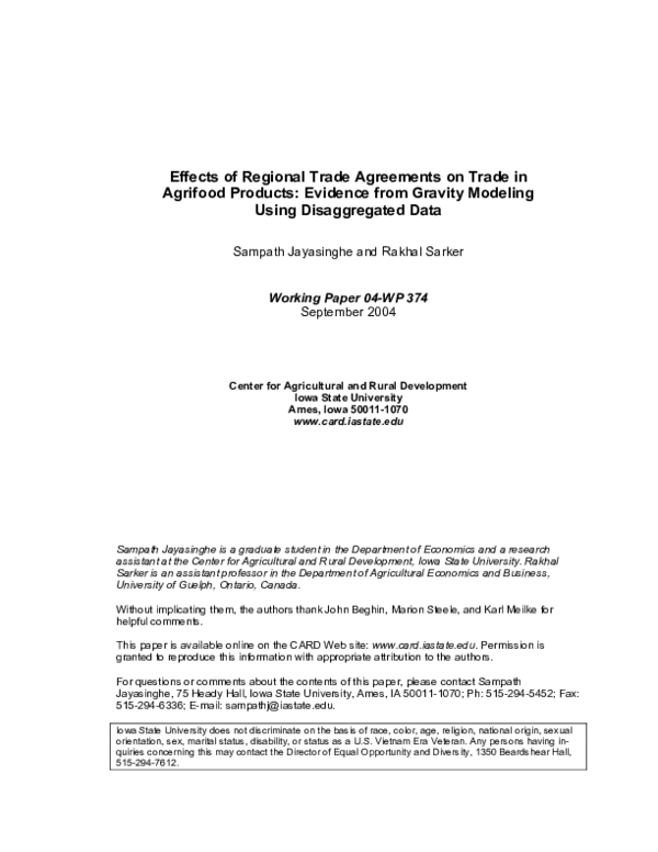 (PDF) Effects of Regional Trade Agreements on Trade in Agrifood ...