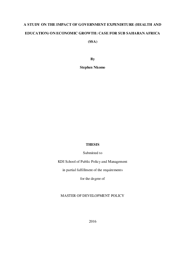 (PDF) A Study on the impact of government expenditure (health and ...
