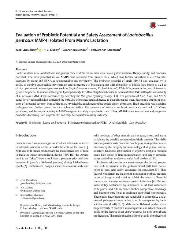 (PDF) Evaluation of Probiotic Potential and Safety Assessment of ...
