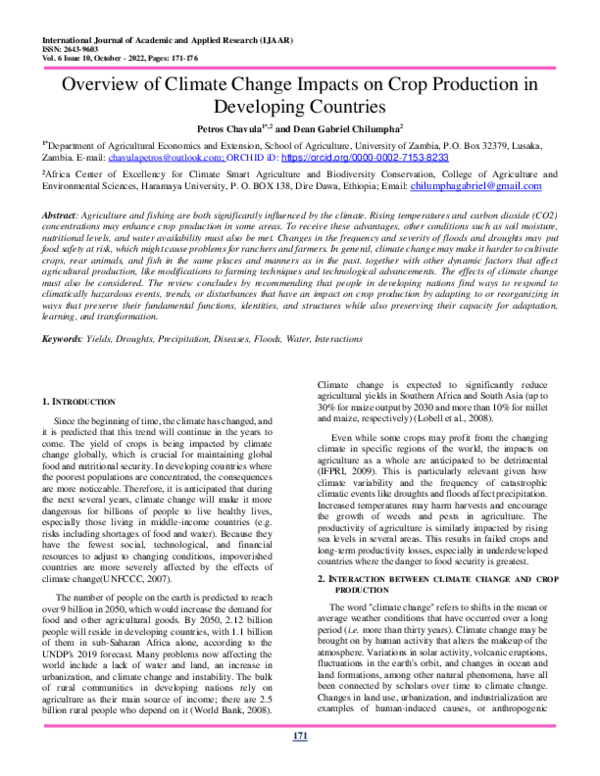 (PDF) Overview of Climate Change Impacts on Crop Production in ...