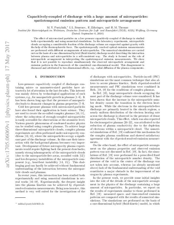 (PDF) Capacitively coupled rf discharge with a large amount of ...