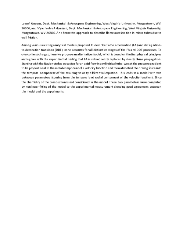  PDF An Alternative Approach To Describe Flame Acceleration In Micro