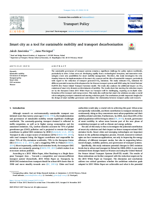 (PDF) Smart city as a tool for sustainable mobility and transport ...