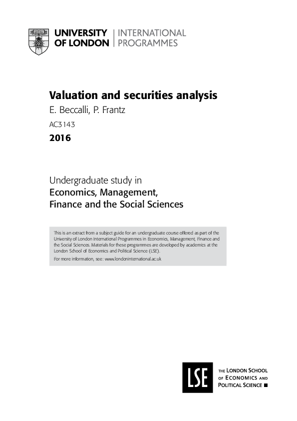(PDF) Valuation and securities analysis