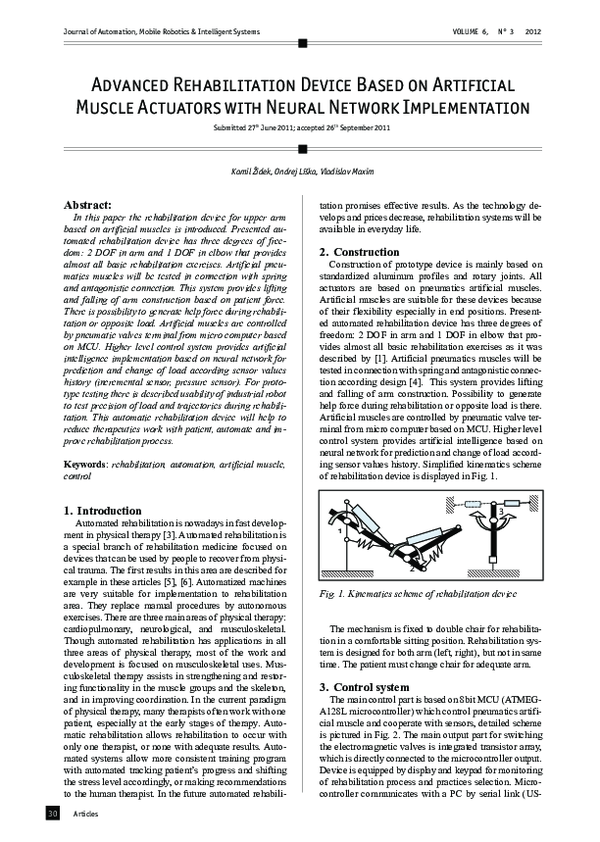 (PDF) Advanced rehabilitation device based on artificial muscle ...