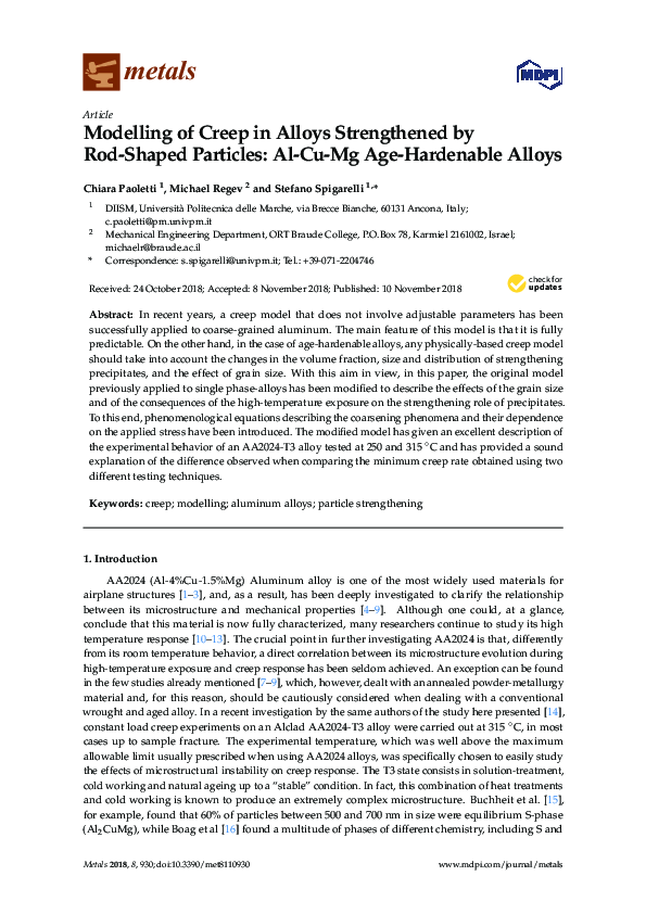 (PDF) Modelling of Creep in Alloys Strengthened by Rod-Shaped Particles ...