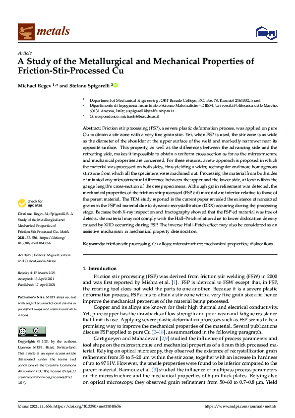 (PDF) A Study of the Metallurgical and Mechanical Properties of ...