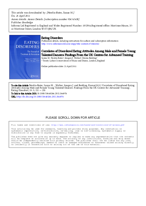 (PDF) Correlates of Disordered Eating Attitudes Among Male and Female ...