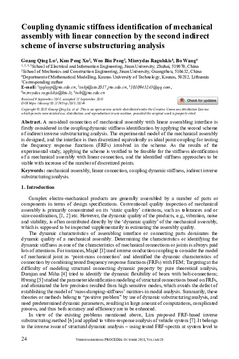 (PDF) Coupling dynamic stiffness identification of mechanical assembly ...