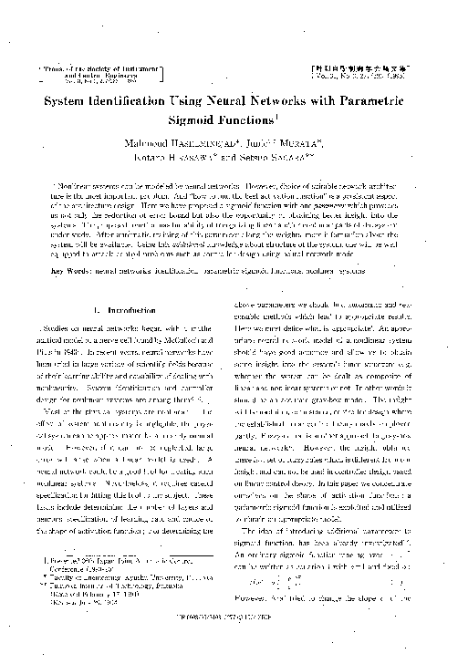(PDF) System Identification Using Neural Networks with Parametric ...