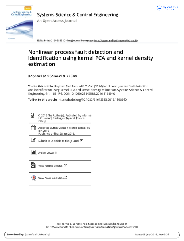 (PDF) Nonlinear process fault detection and identification using kernel ...