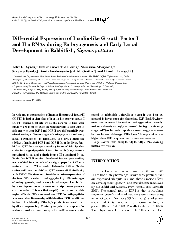 (PDF) Differential Expression of Insulin-like Growth Factor I and II ...