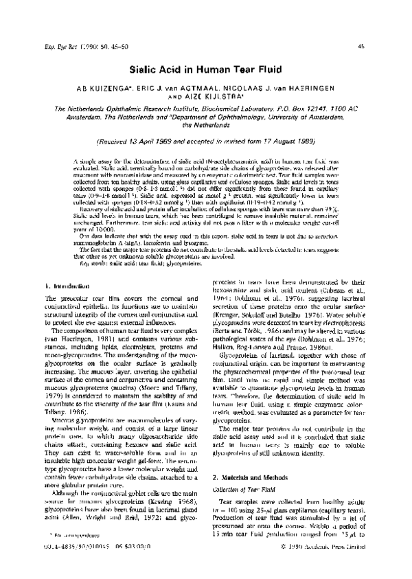 (PDF) Sialic acid in human tear fluid