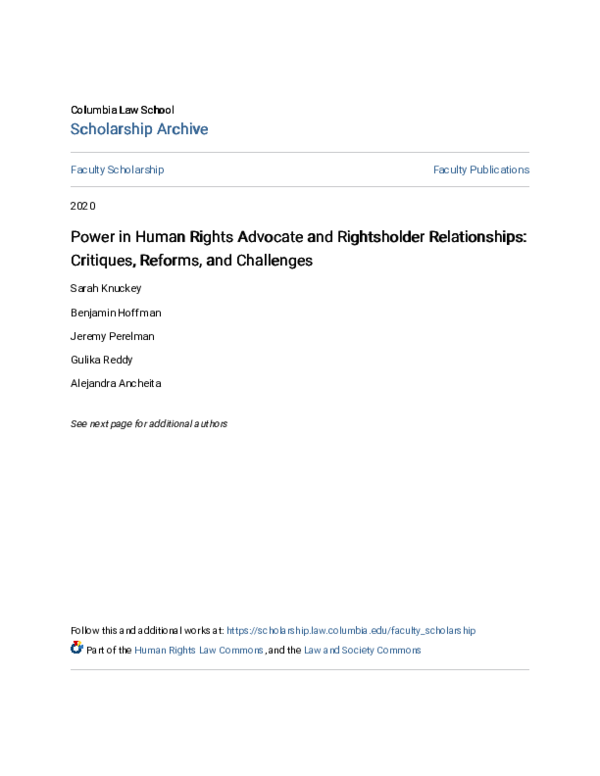 (PDF) Power in Human Rights Advocate and Rightsholder Relationships ...