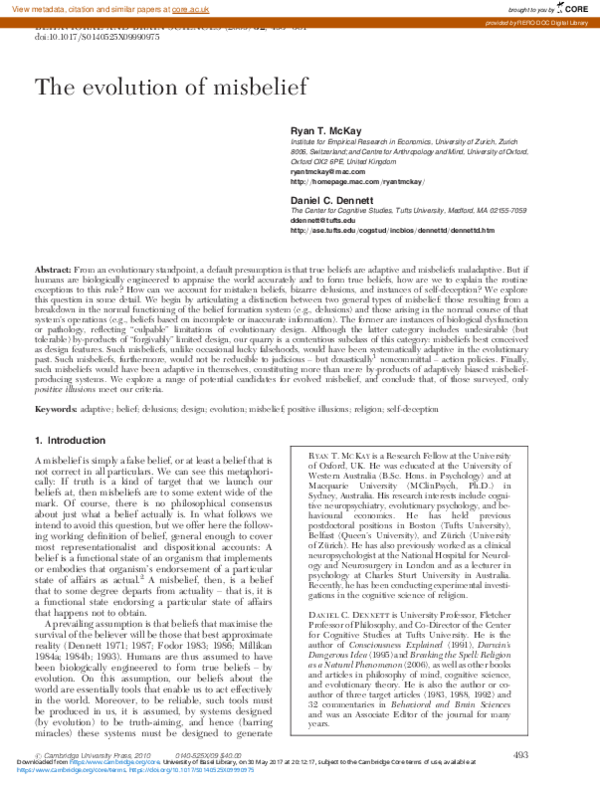 (PDF) The evolution of misbelief