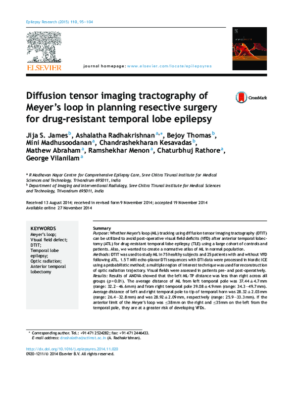 (PDF) Diffusion tensor imaging tractography of Meyer's loop in planning ...