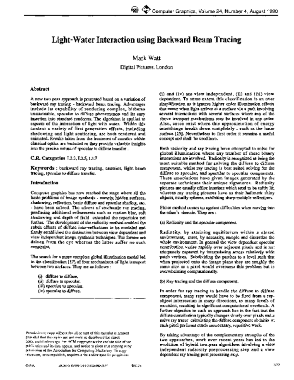 (PDF) Light-water interaction using backward beam tracing