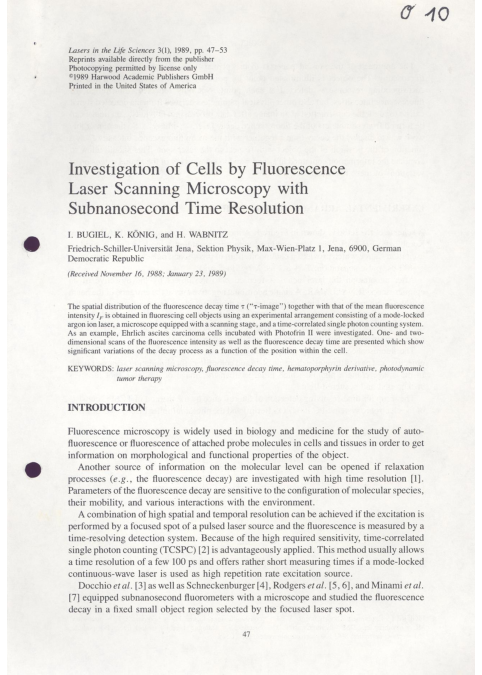 (PDF) Investigation of Cells by Fluorescence Laser Scanning Microscopy ...