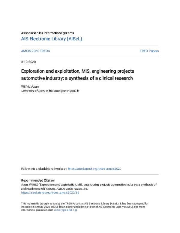 (PDF) Exploration and exploitation, MIS, engineering projects ...
