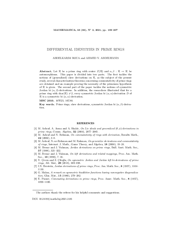 (PDF) Differential identities in prime rings