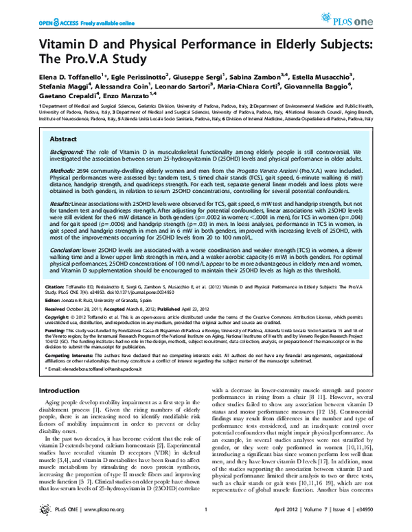 (PDF) Vitamin D and Physical Performance in Elderly Subjects: The Pro.V ...