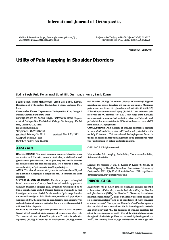 (PDF) Utility of Pain Mapping in Shoulder Disorders