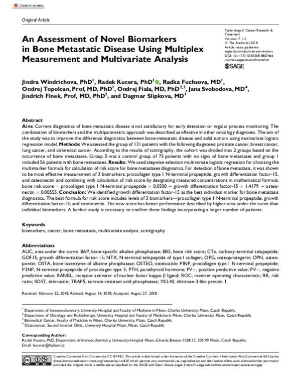 (PDF) An Assessment of Novel Biomarkers in Bone Metastatic Disease ...
