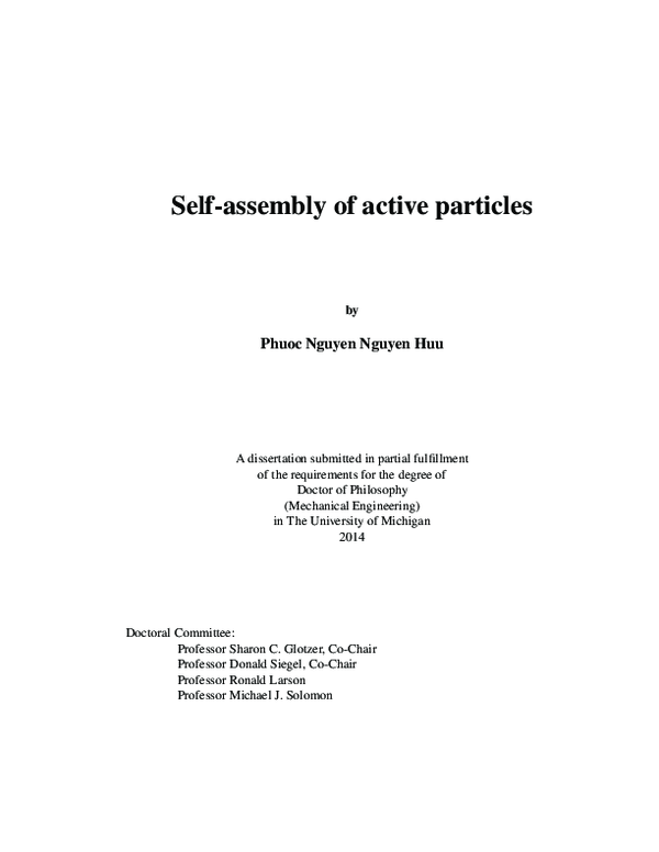 (PDF) Self-Assembly of Active Particles