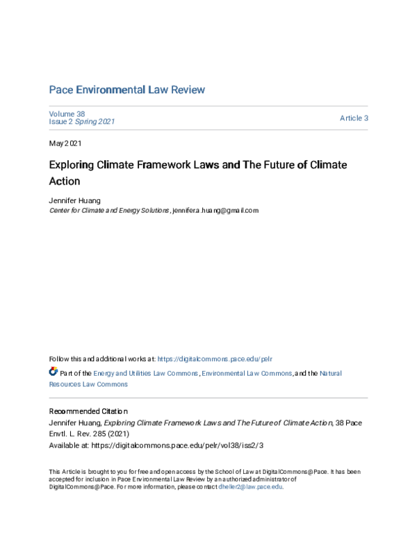 (PDF) Exploring Climate Framework Laws and The Future of Climate Action