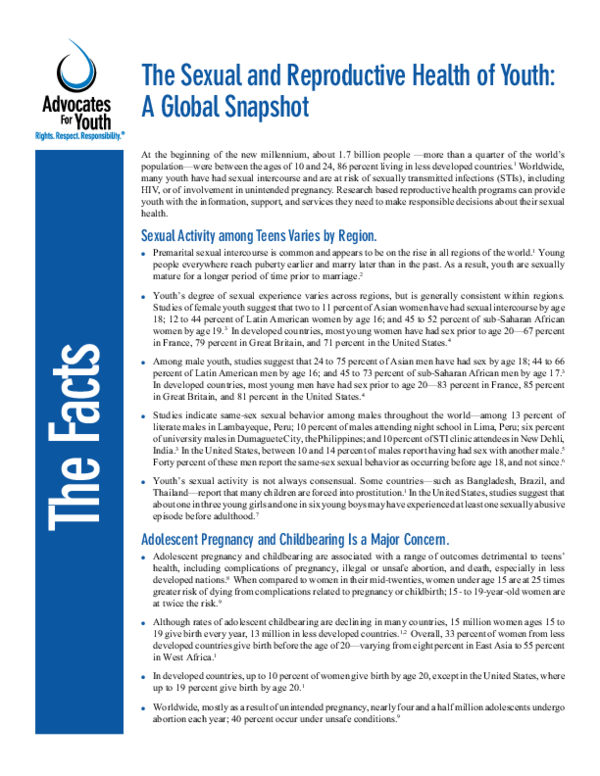 (PDF) The sexual and reproductive health of youth: a global snapshot