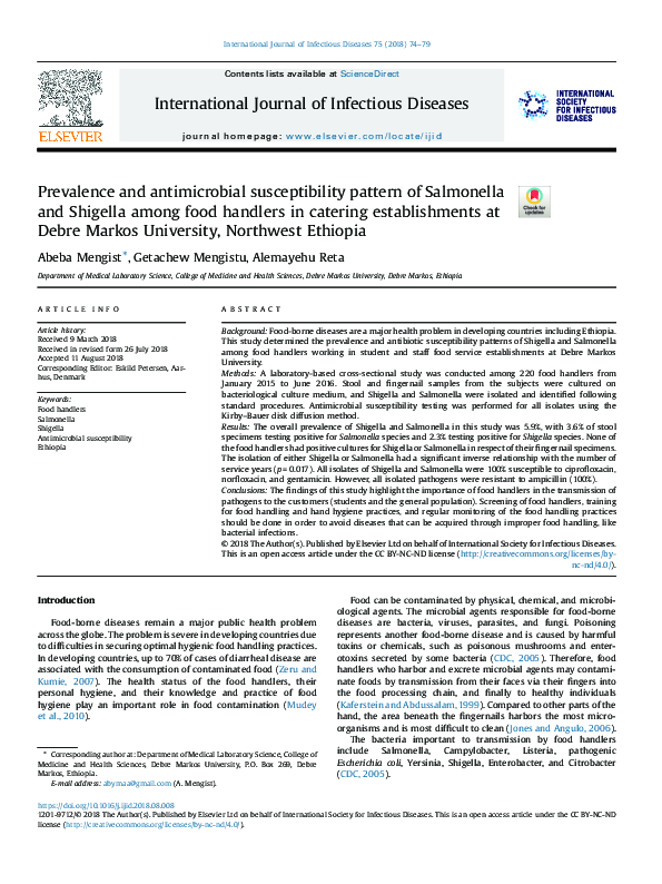 (PDF) Prevalence and antimicrobial susceptibility pattern of Salmonella ...