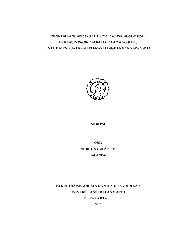 (PDF) Pengembangan Subject Specific Pedagogy (SSP) Berbasis Problem ...