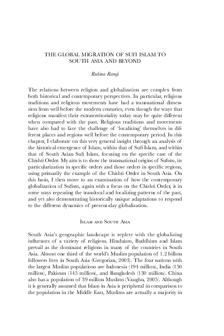 (PDF) The global migration of Sufi Islam to South Asia and beyond