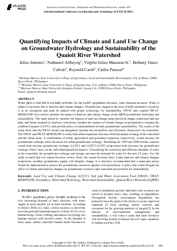 (PDF) Quantifying Impacts of Climate and Land Use Change on Groundwater ...