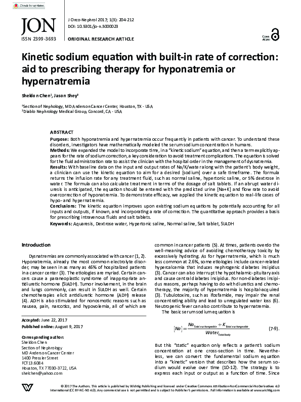 (PDF) Sodium Equation with BuiltIn Rate of Correction Aid to