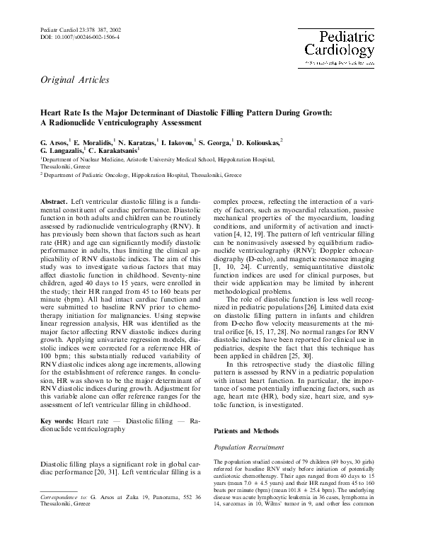 (PDF) Heart Rate Is the Major Determinant of Diastolic Filling Pattern ...