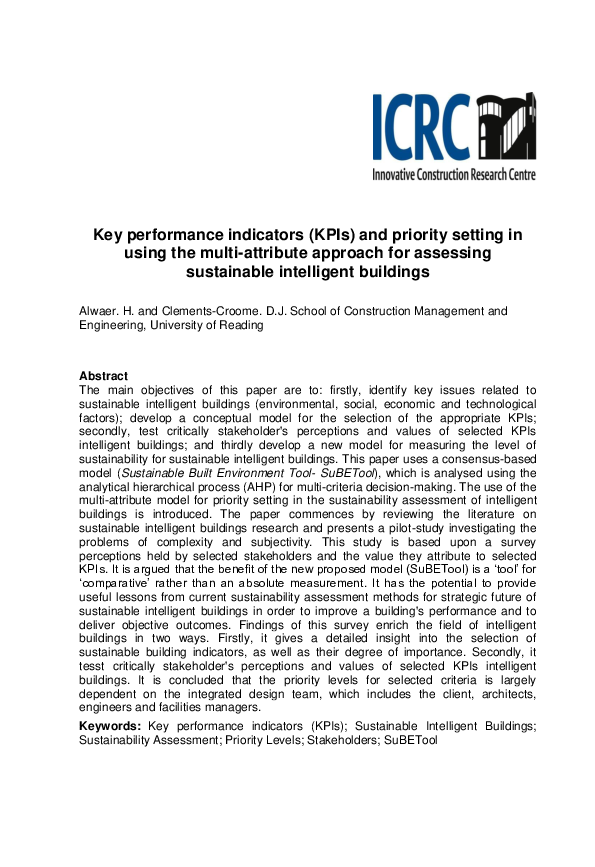 (PDF) Key performance indicators (KPIs) and priority setting in using ...