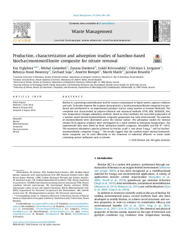 (PDF) Production, characterization and adsorption studies of bamboo ...